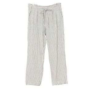 Laundry by Shelli Segal‎ Pants Womens 10 Grey Cream Stripe Linen Blend Straight